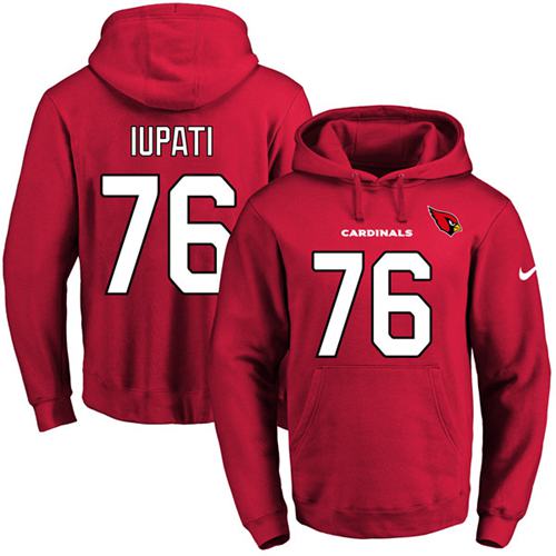 Nike Cardinals #76 Mike Iupati Red Name & Number Pullover NFL Hoodie
